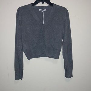 NWT gray cropped cardigan size large